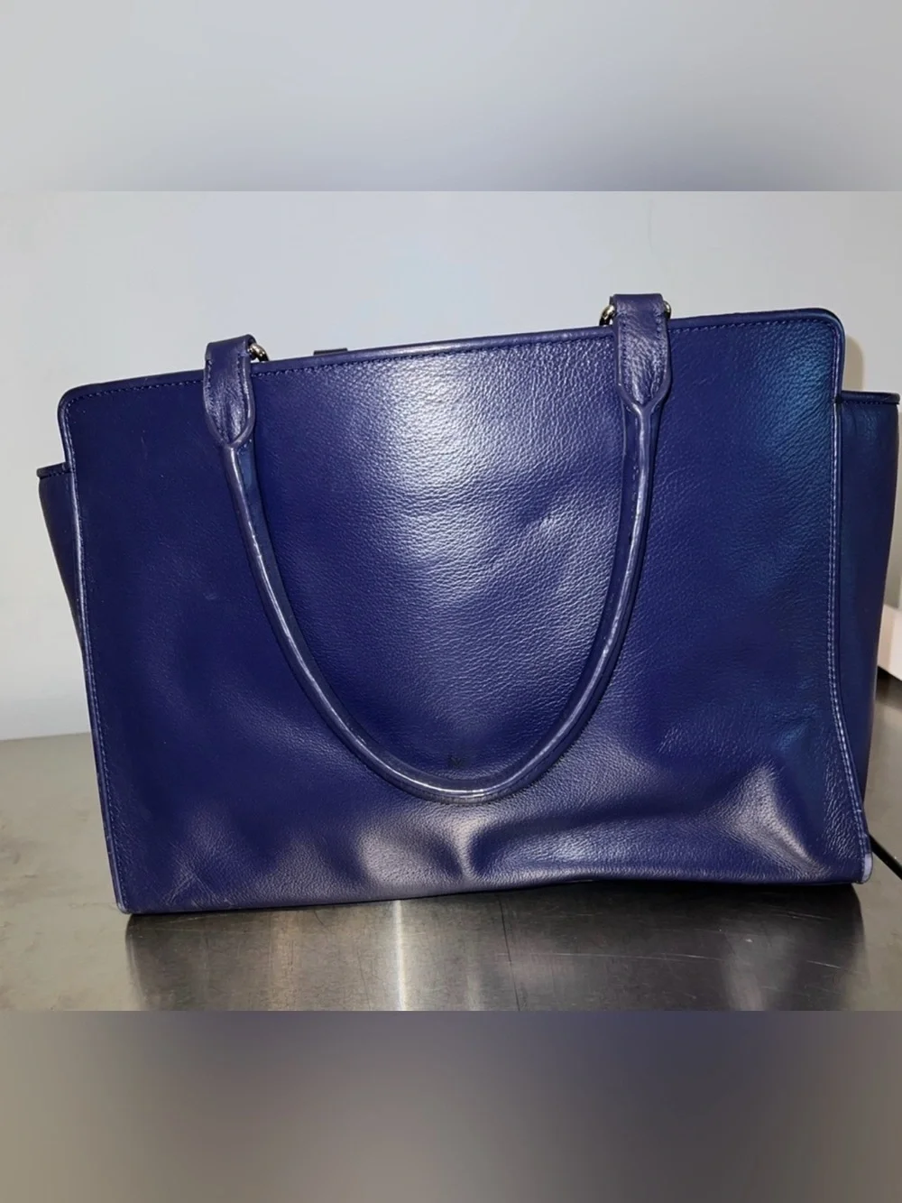 kate spade navy blue leather satchel